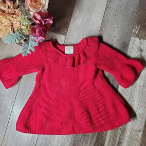 First Impressions Red Shimmery Knit Sweater Dress Tunic Size 18m